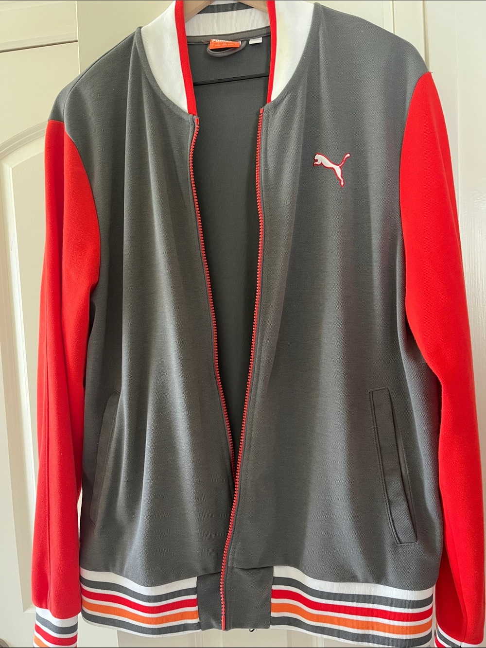 Puma Gray and Red Bomber Jacket